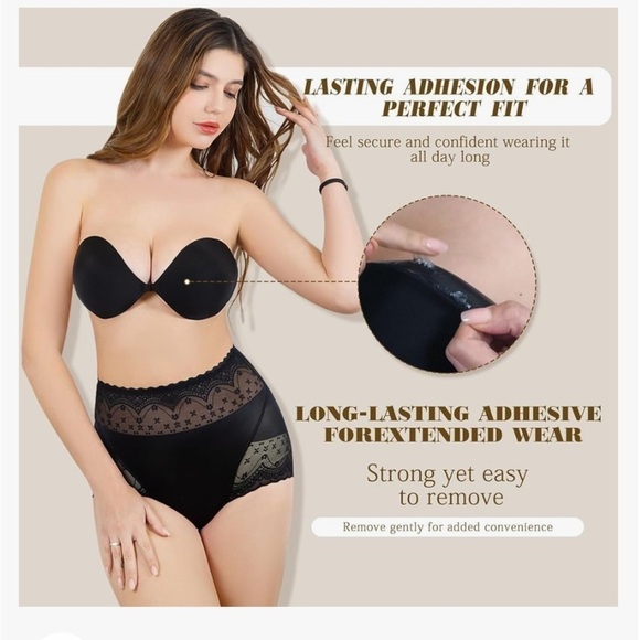 NWT  Sticky Bra + Nipple Covers + Boob Tapes + Gift Box  C black - Picture 2 of 4